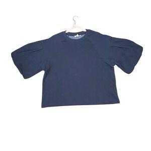 Madewell NWT Navy Blue Puff Sleeve Sweatshirt Crewneck‎ Top Size L